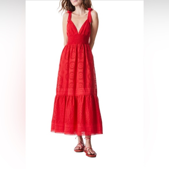 HOST PICK Alice + Olive Levine Smock Cotton & Linen Open Back Poppy Red Sundress - Picture 4 of 10